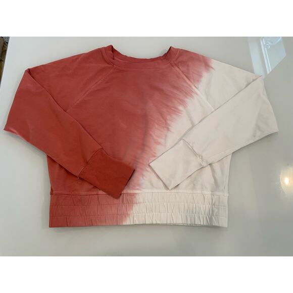 Joy Lab Women’s Cropped Tie Dye Sweatshirt Orange/Cream Cotton Blend Size S - Picture 2 of 7